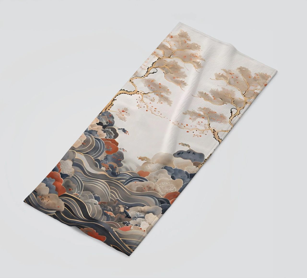 Serene Pine Trees and Rolling Waves beach towel by Artistic-shop