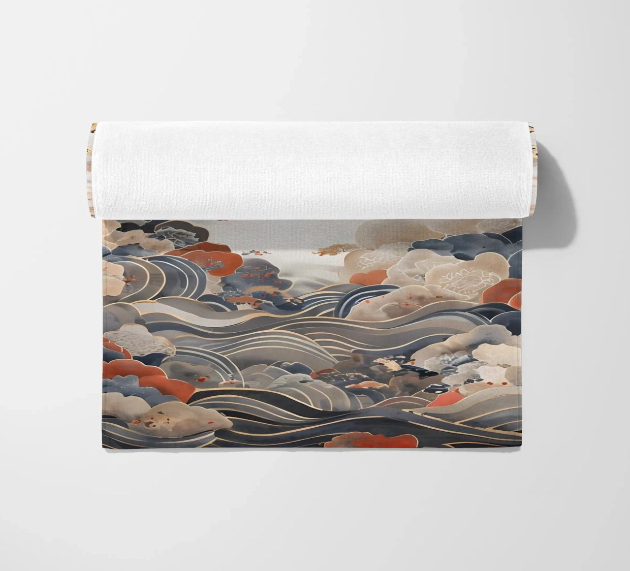 Serene Pine Trees and Rolling Waves beach towel by Artistic-shop
