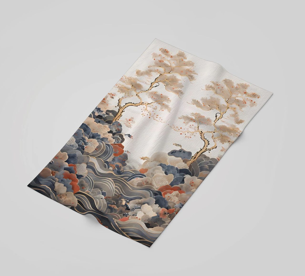 Serene Pine Trees and Rolling Waves beach towel by Artistic-shop