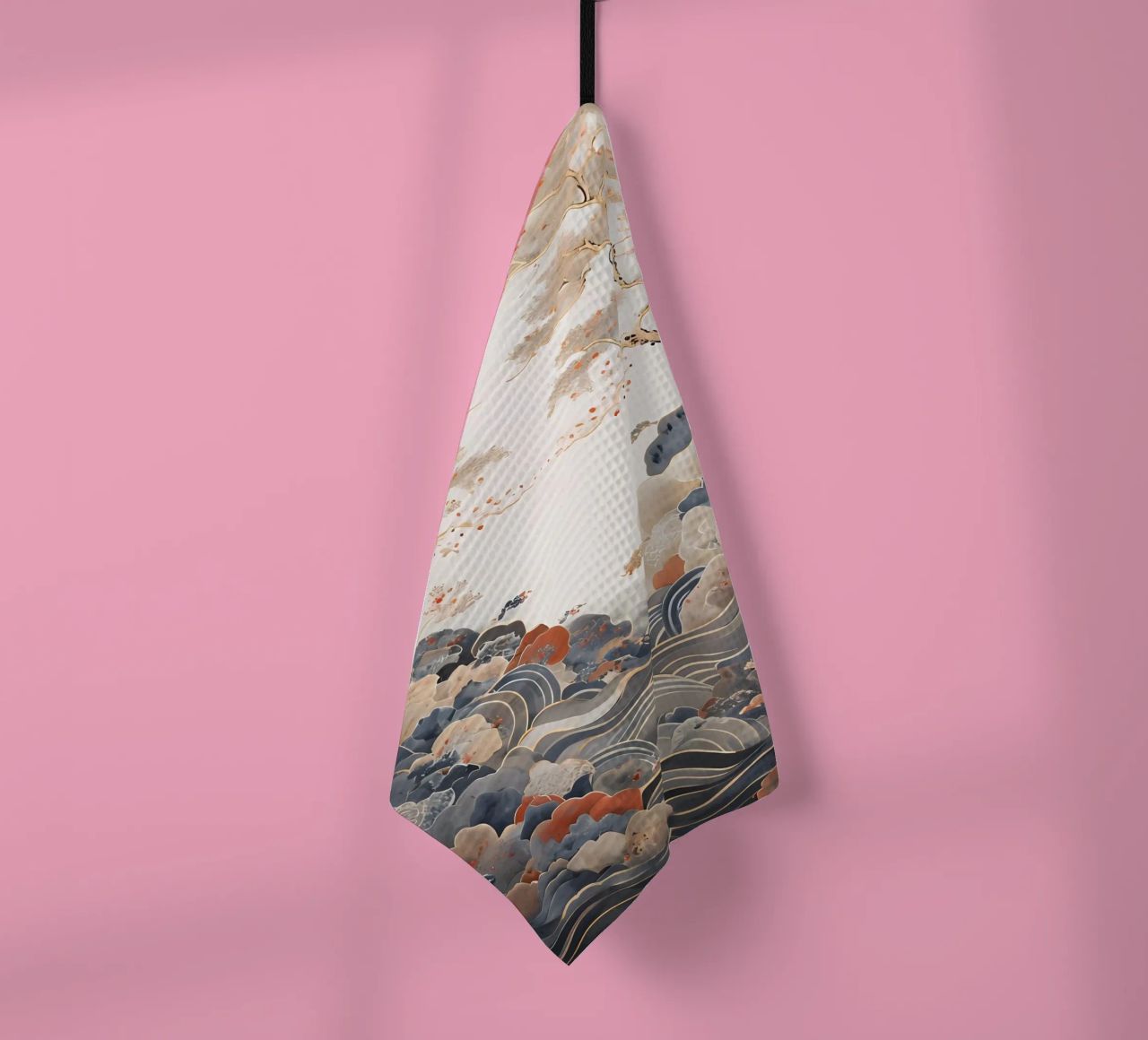 Serene Pine Trees and Rolling Waves tea towel by Artistic-shop