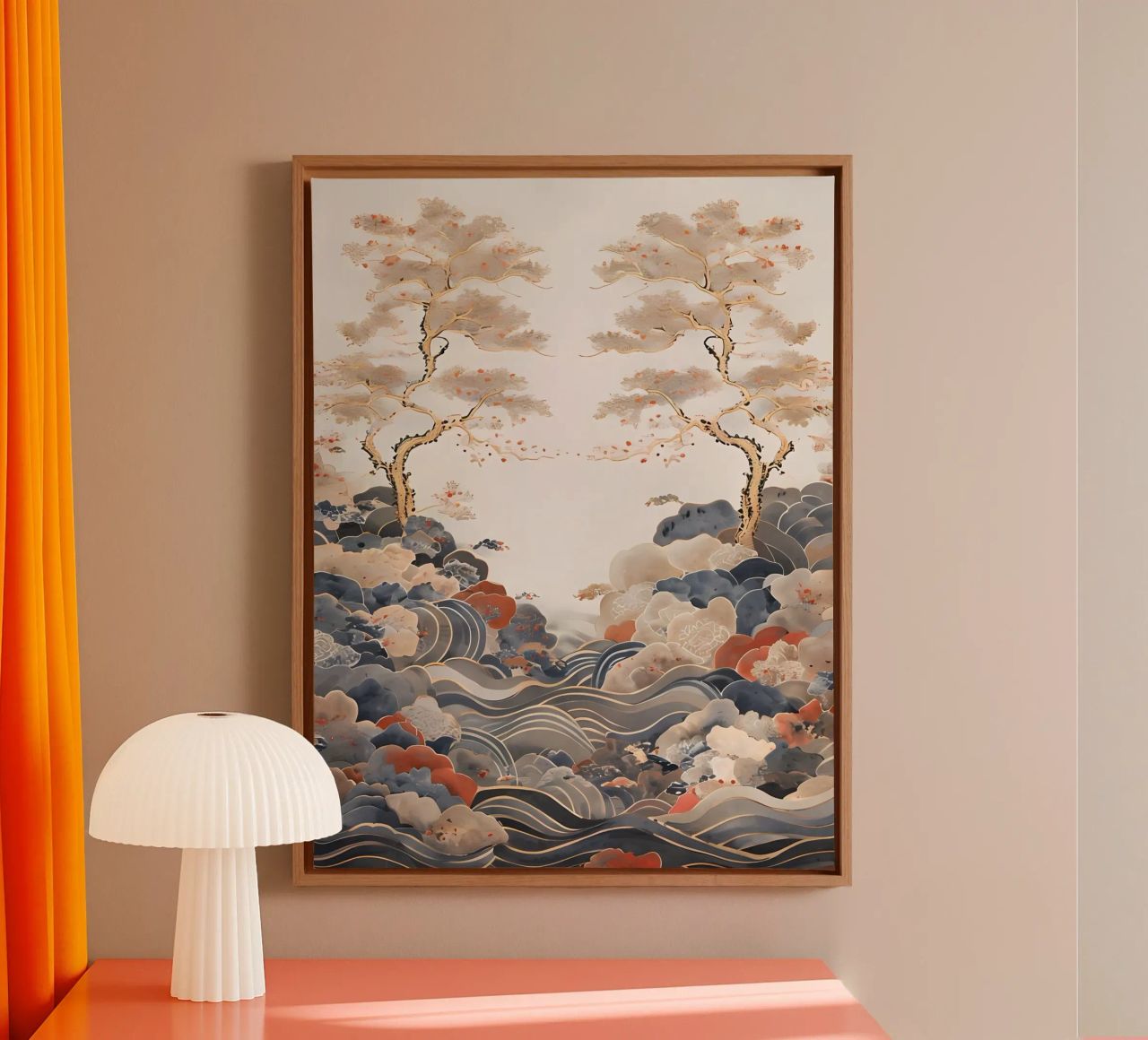Serene Pine Trees and Rolling Waves canvas by Artistic-shop
