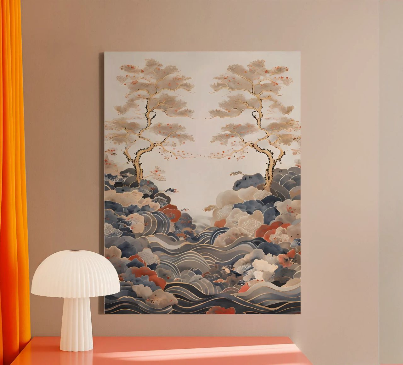 Serene Pine Trees and Rolling Waves canvas by Artistic-shop