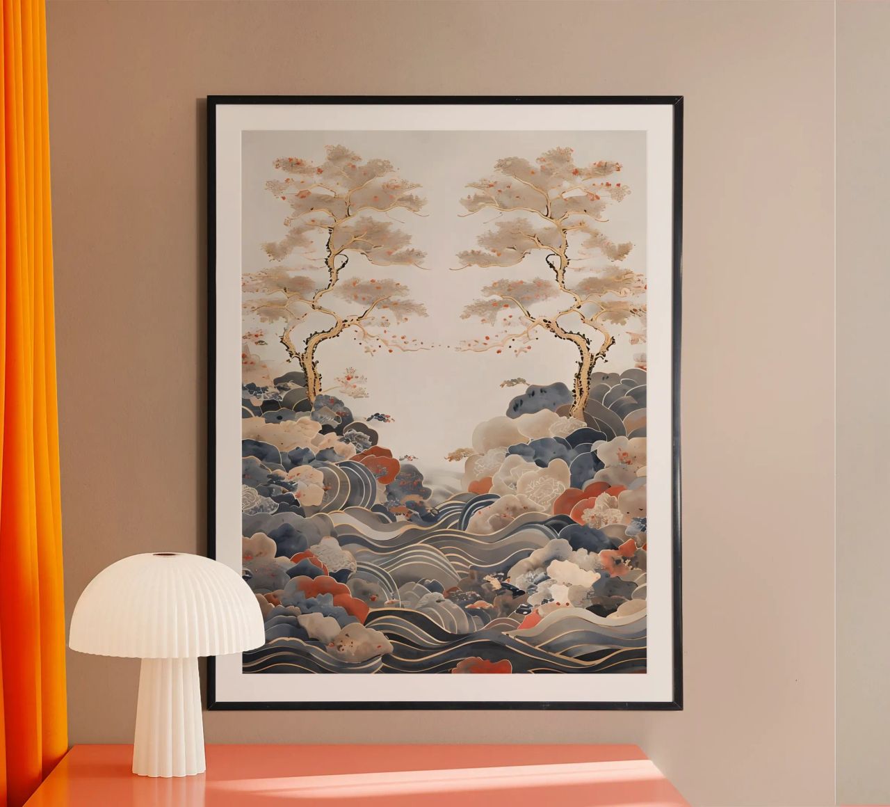 Pinos serenos y olas ondulantes poster de Artistic-shop