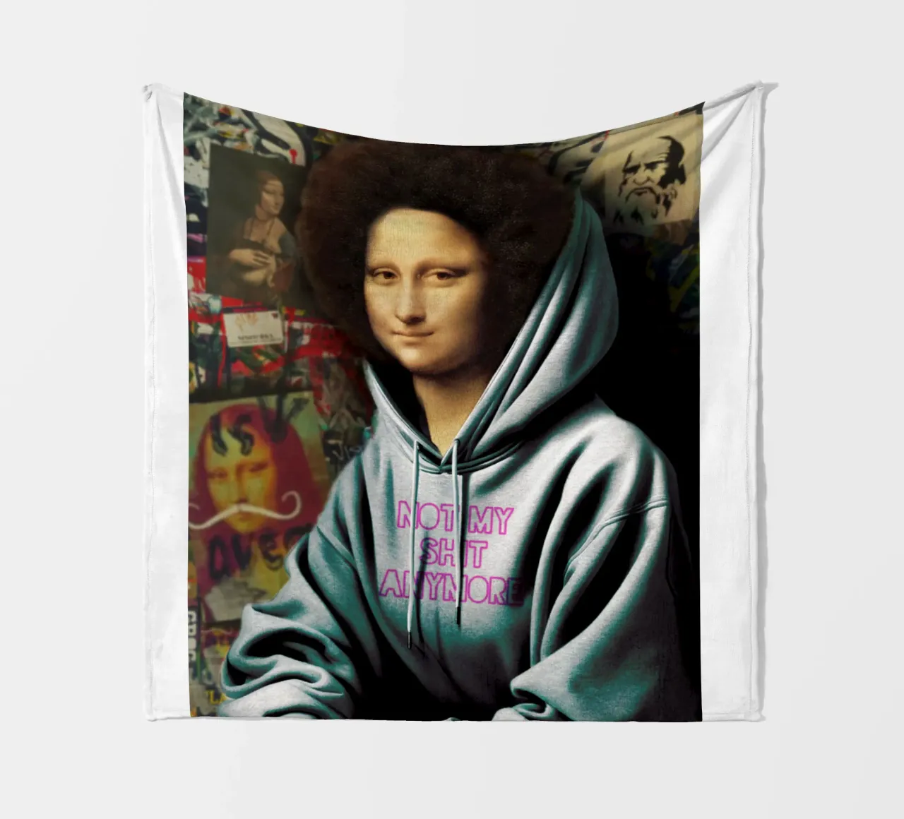 Monna Lisa "Not my shit" - Arte moderna e audace per il vostro spazio coperta in pile da Studio Mooodz