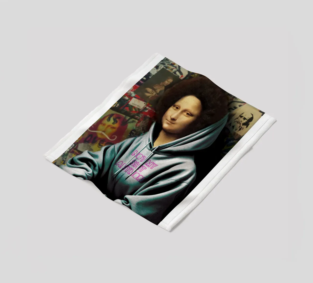 Monna Lisa "Not my shit" - Arte moderna e audace per il vostro spazio coperta in pile da Studio Mooodz