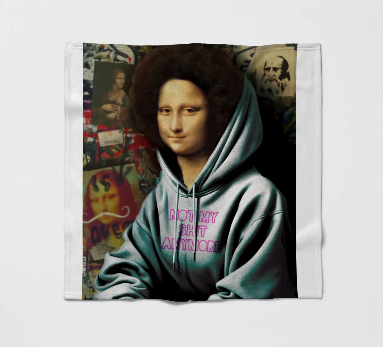 Monna Lisa "Not my shit" - Arte moderna e audace per il vostro spazio coperta in pile da Studio Mooodz