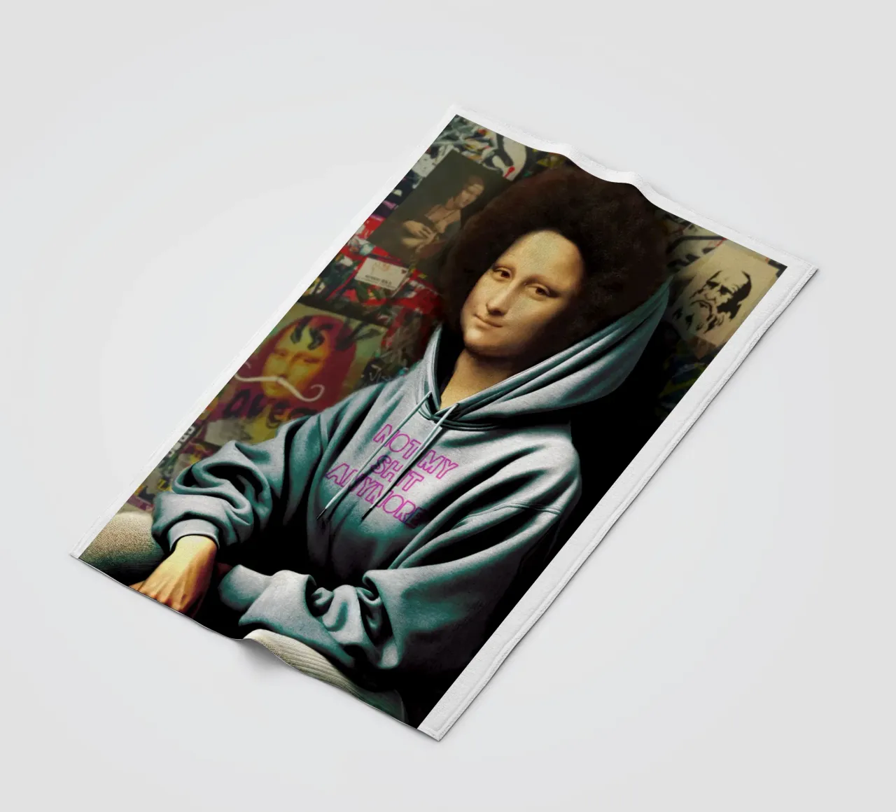 Monna Lisa "Not my shit" - Arte moderna e audace per il vostro spazio coperta in pile da Studio Mooodz