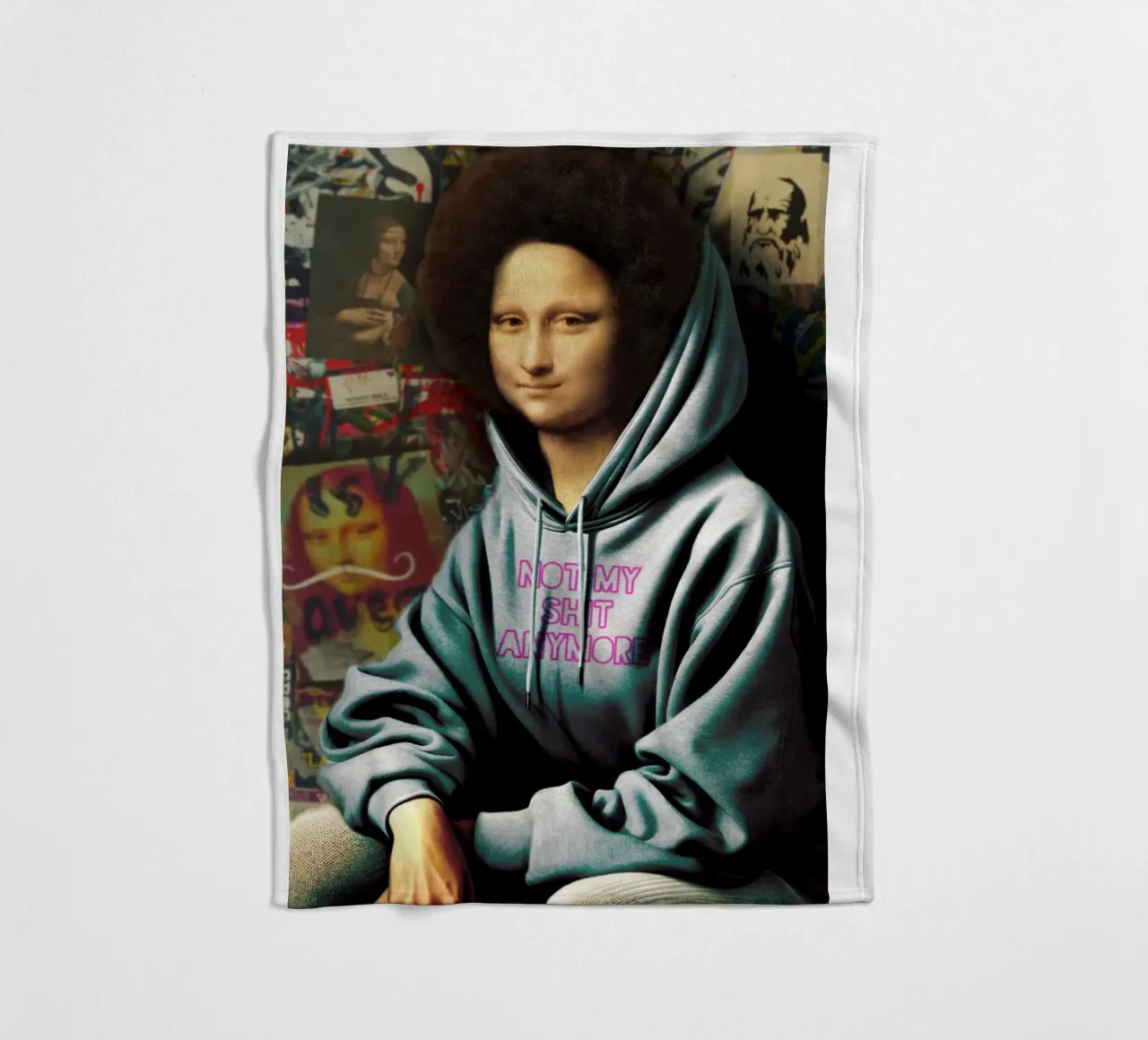 Monna Lisa "Not my shit" - Arte moderna e audace per il vostro spazio coperta in pile da Studio Mooodz