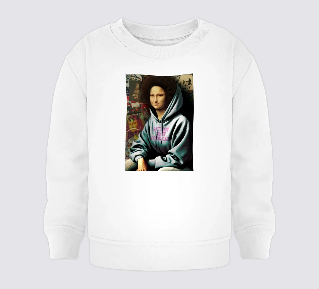Monna Lisa "Not my shit" - Arte moderna e audace per il vostro spazio felpa neonato da Studio Mooodz