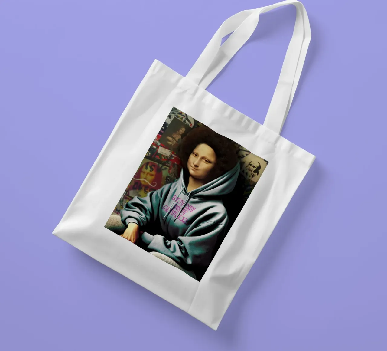 Monna Lisa "Not my shit" - Arte moderna e audace per il vostro spazio borsa in juta da Studio Mooodz