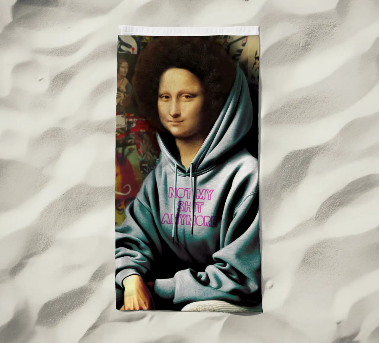 Monna Lisa "Not my shit" - Arte moderna e audace per il vostro spazio telo mare da Studio Mooodz