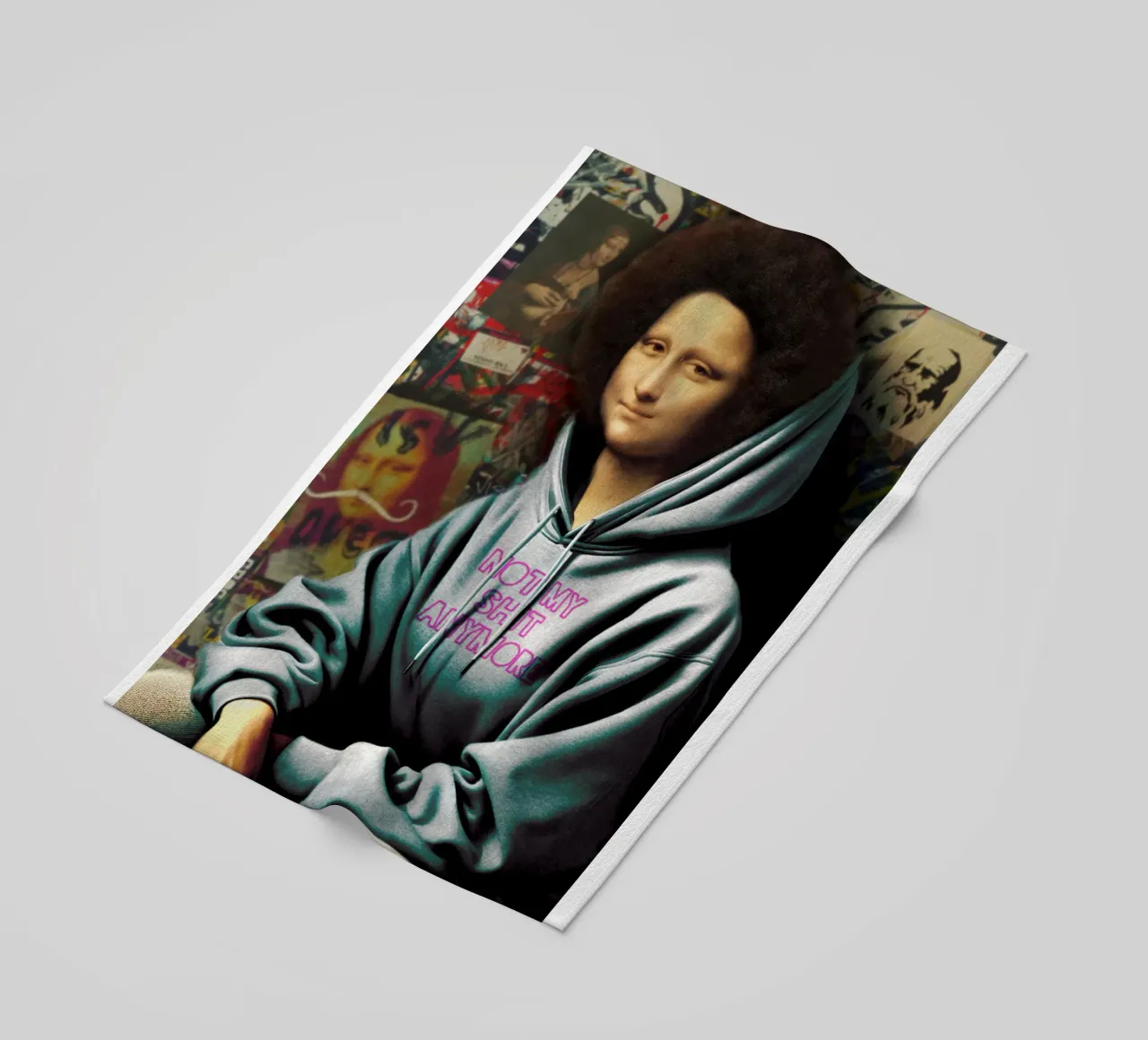 Monna Lisa "Not my shit" - Arte moderna e audace per il vostro spazio telo mare da Studio Mooodz