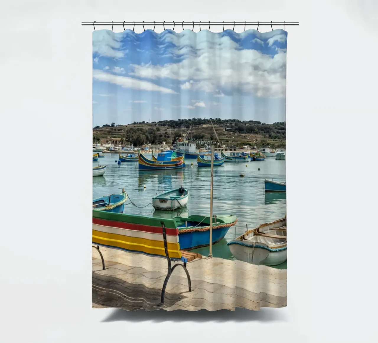 Fischerboote Duschvorhang von Curious Collections by Marielle Leenders