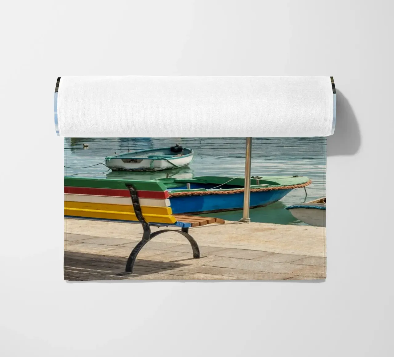 Fishingboats beach towel by Curious Collections by Marielle Leenders