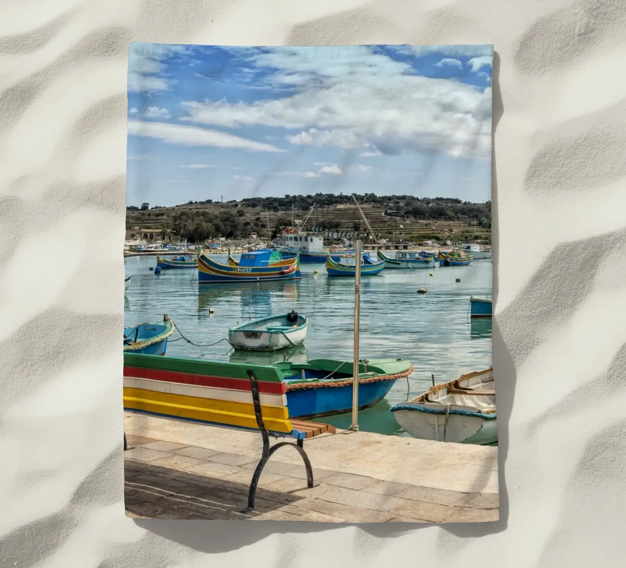 Fishingboats beach towel by Curious Collections by Marielle Leenders