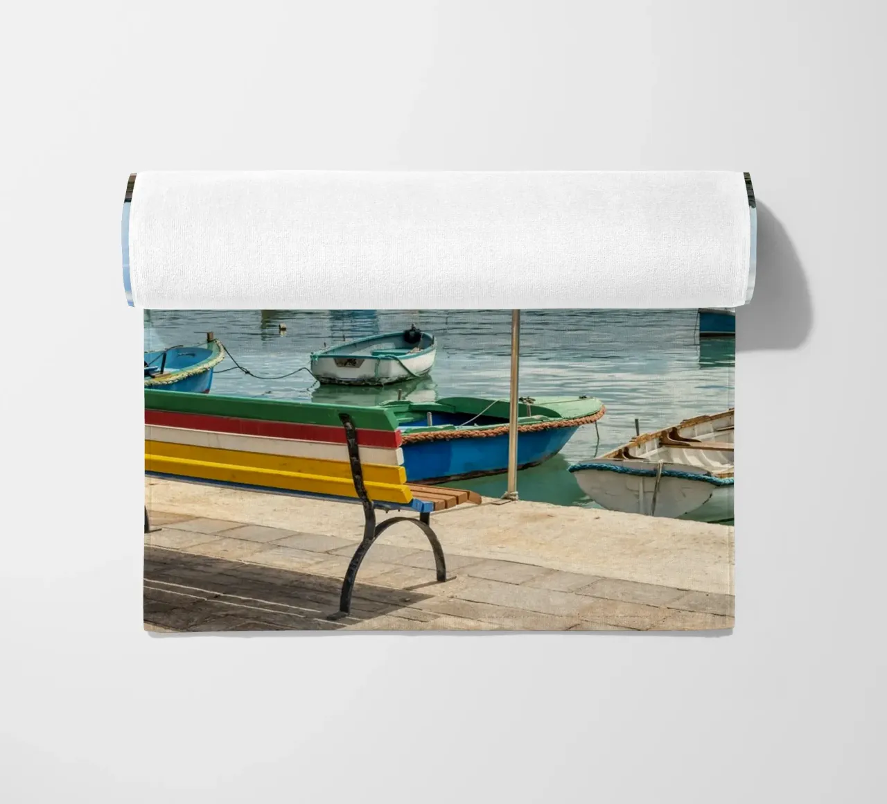 Fishingboats beach towel by Curious Collections by Marielle Leenders