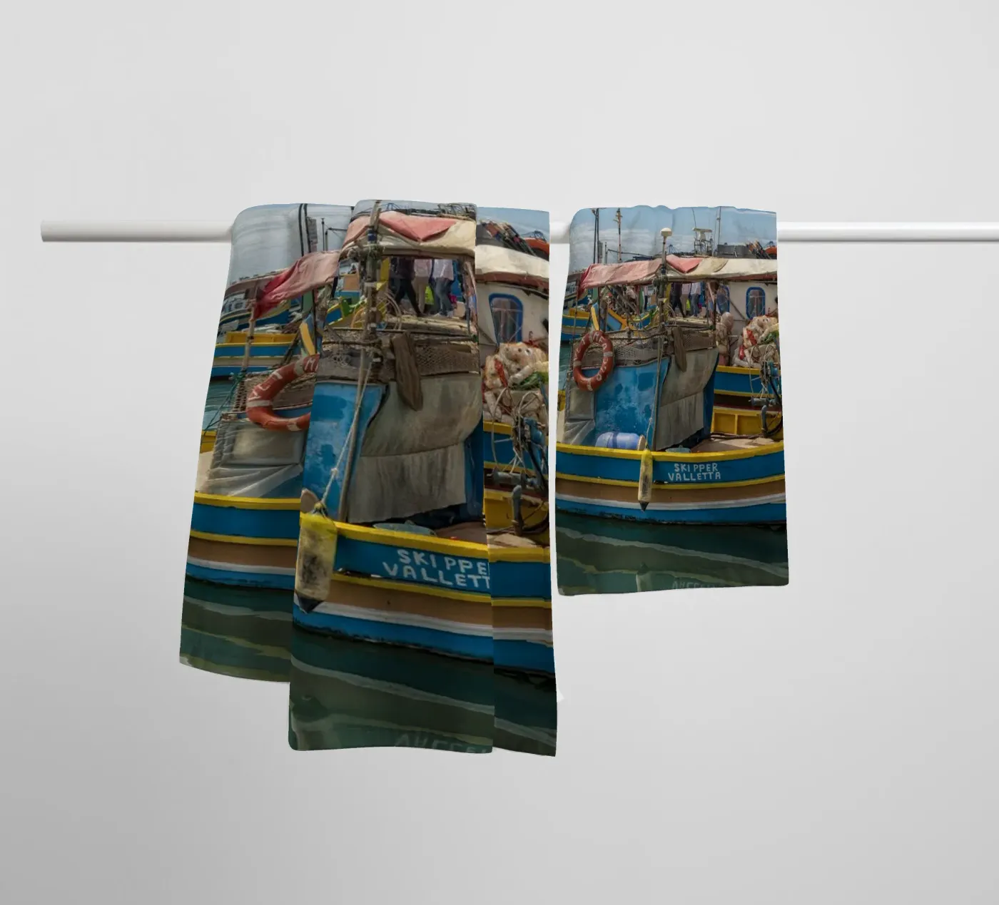 Fishing boats Handtuch von Curious Collections by Marielle Leenders