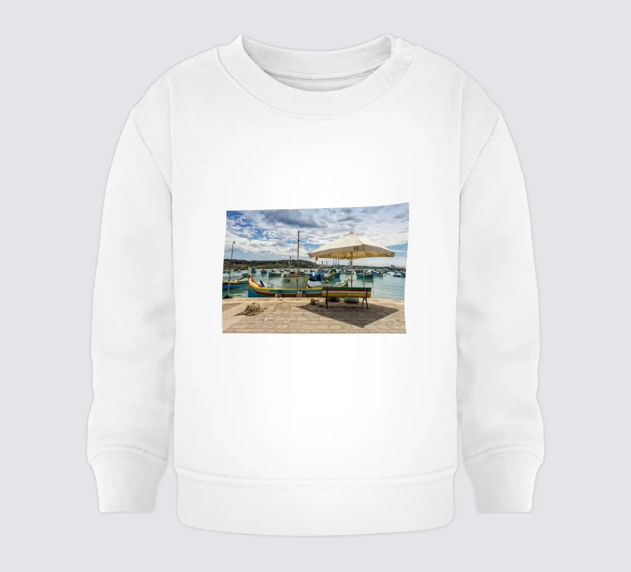 Boulevard Fishing Village baby sweatshirt by Curious Collections by Marielle Leenders