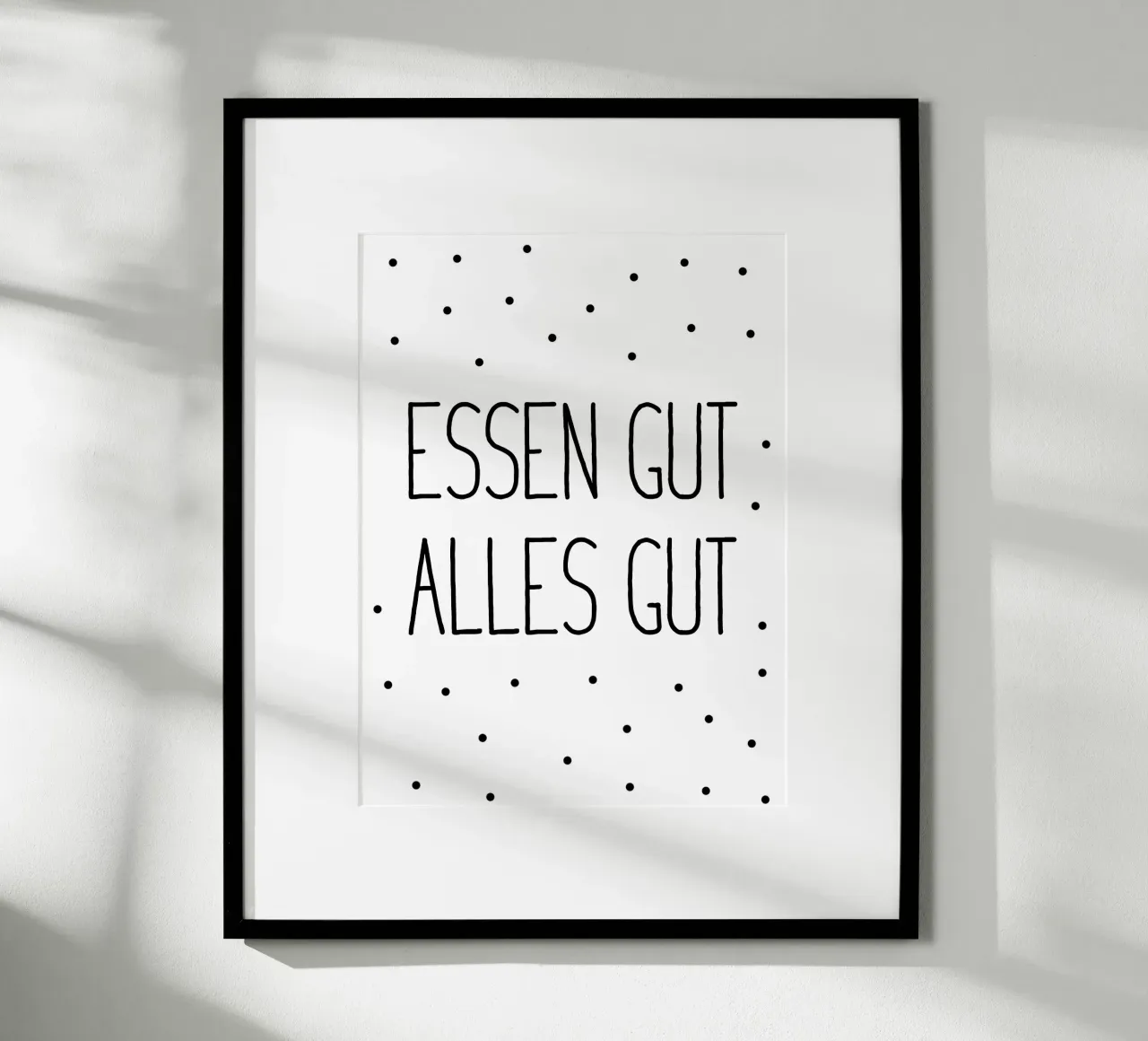 Essen gut - Punkte Muster poster con telaio in alluminio da BAINAI