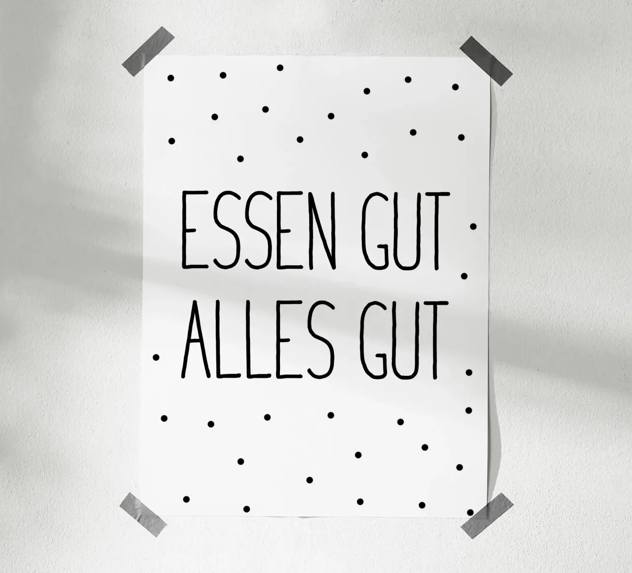Essen gut - Punkte Muster poster con telaio in alluminio da BAINAI