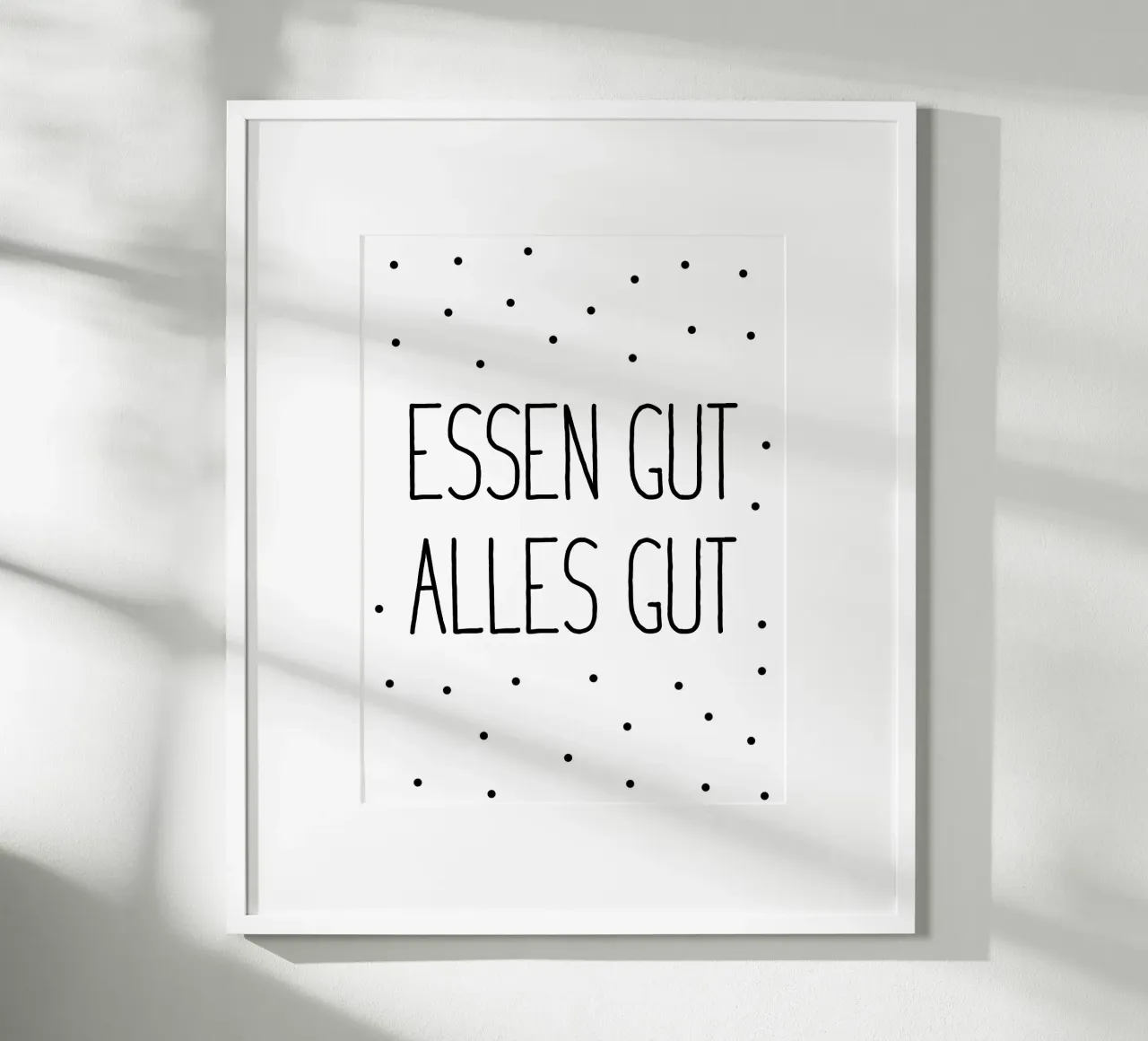 Essen gut - Punkte Muster poster con telaio in alluminio da BAINAI