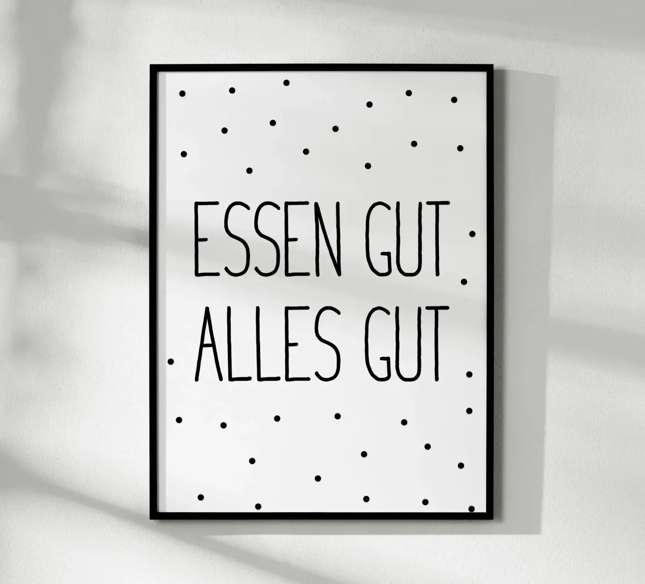 Essen gut - Punkte Muster poster con telaio in alluminio da BAINAI