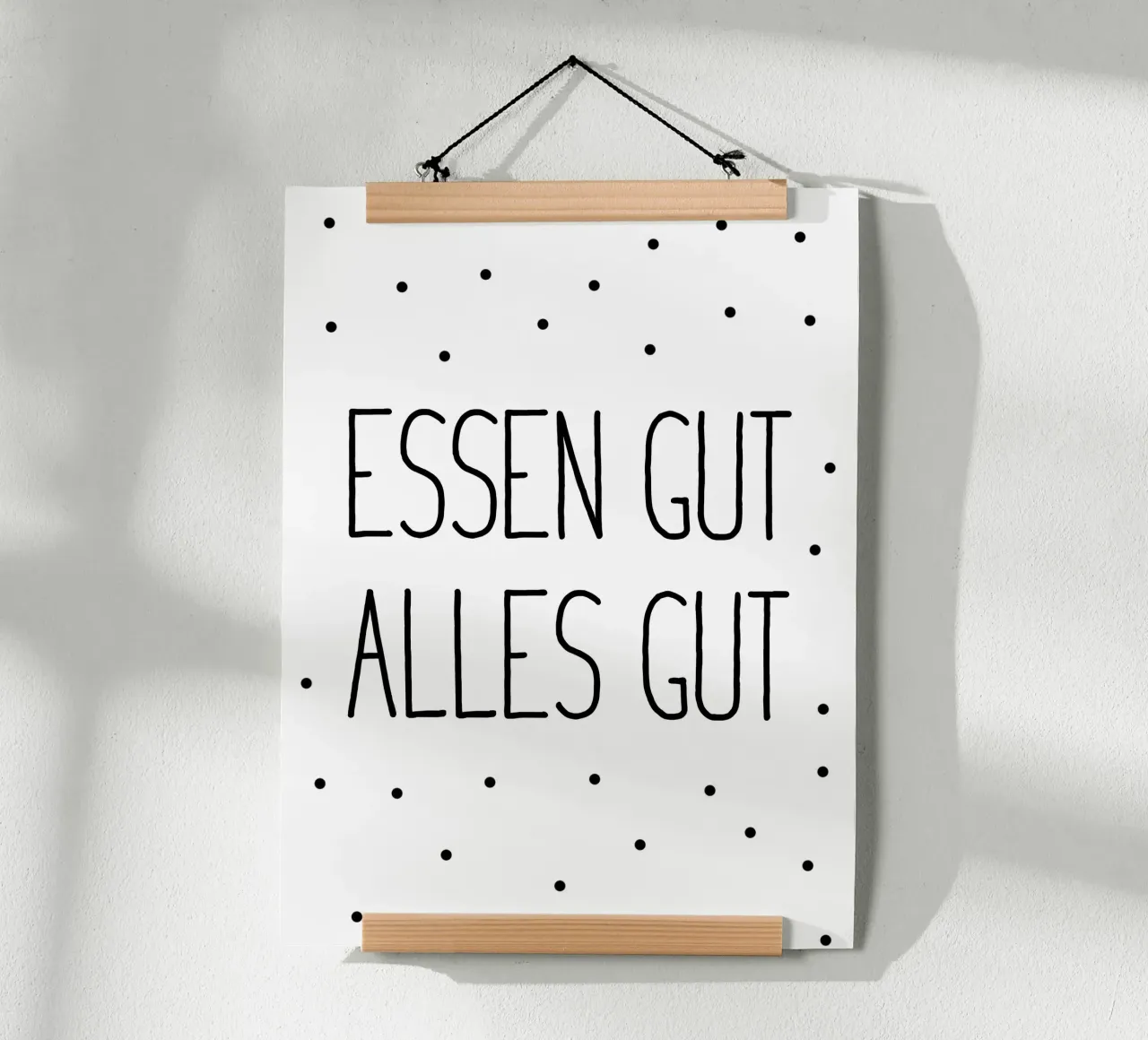 Essen gut - Punkte Muster poster con telaio in alluminio da BAINAI