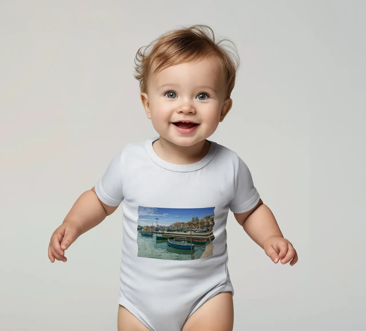 Barche da pesca colorate body neonato maniche corte da Curious Collections by Marielle Leenders