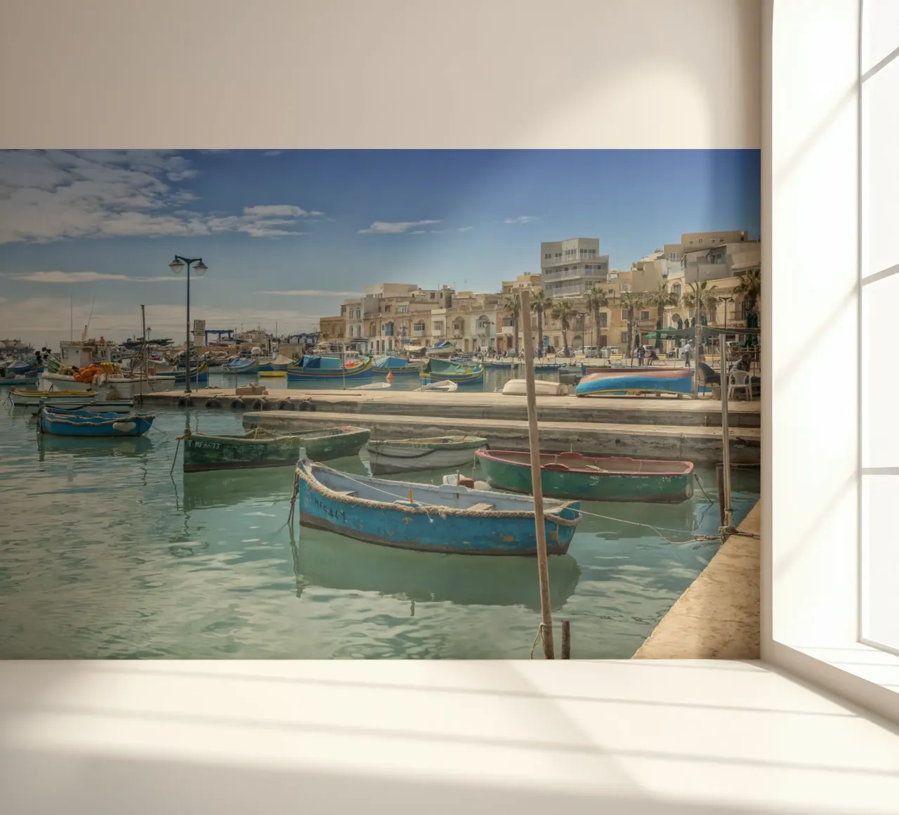 Colorful fishing boats photo wallpaper by Curious Collections by Marielle Leenders