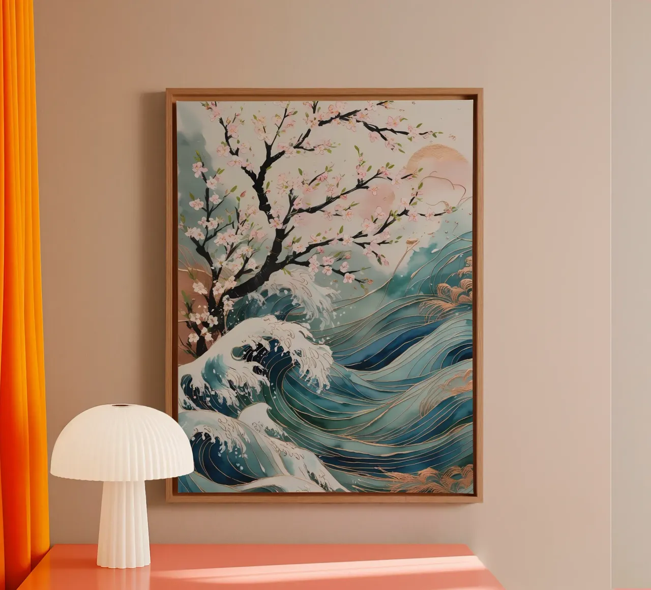 Onde serene e speranza in fiore tela con Cornice a cassetta da Artistic-shop