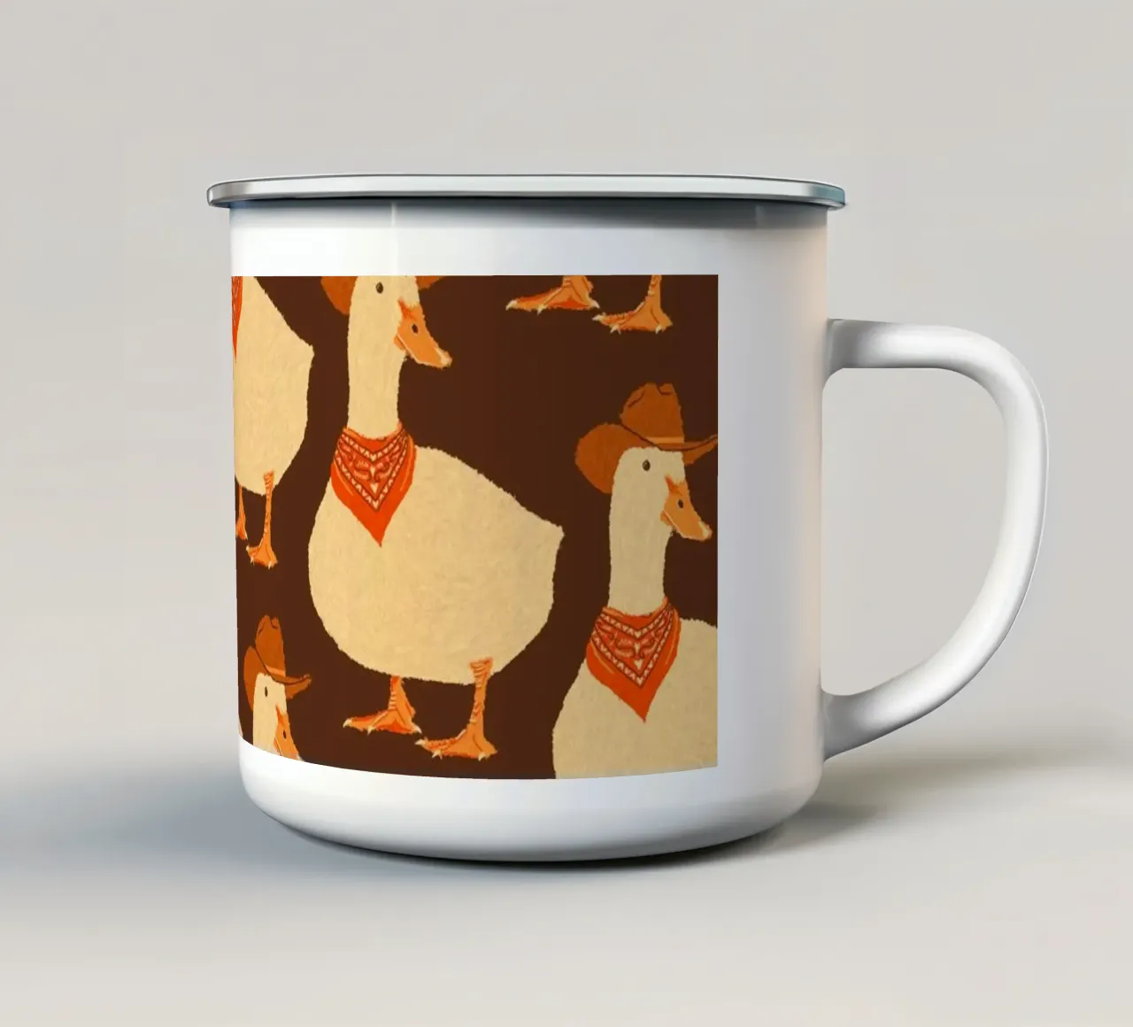 Bo The Cowboy Duck tazza in smalto da AnyoneCanYeehaw