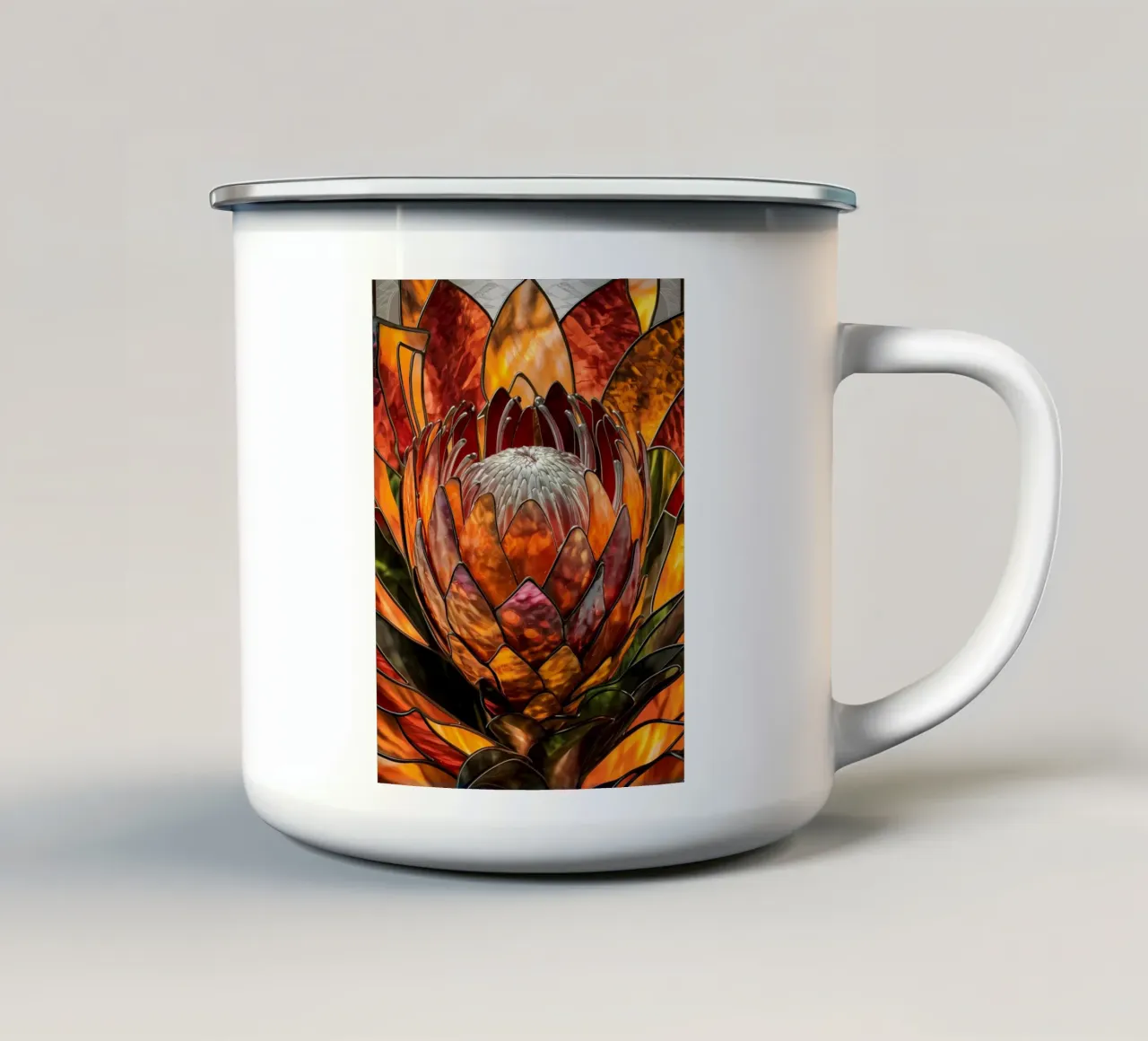 Fioritura di Protea radiosa tazza in smalto da Artistic-shop