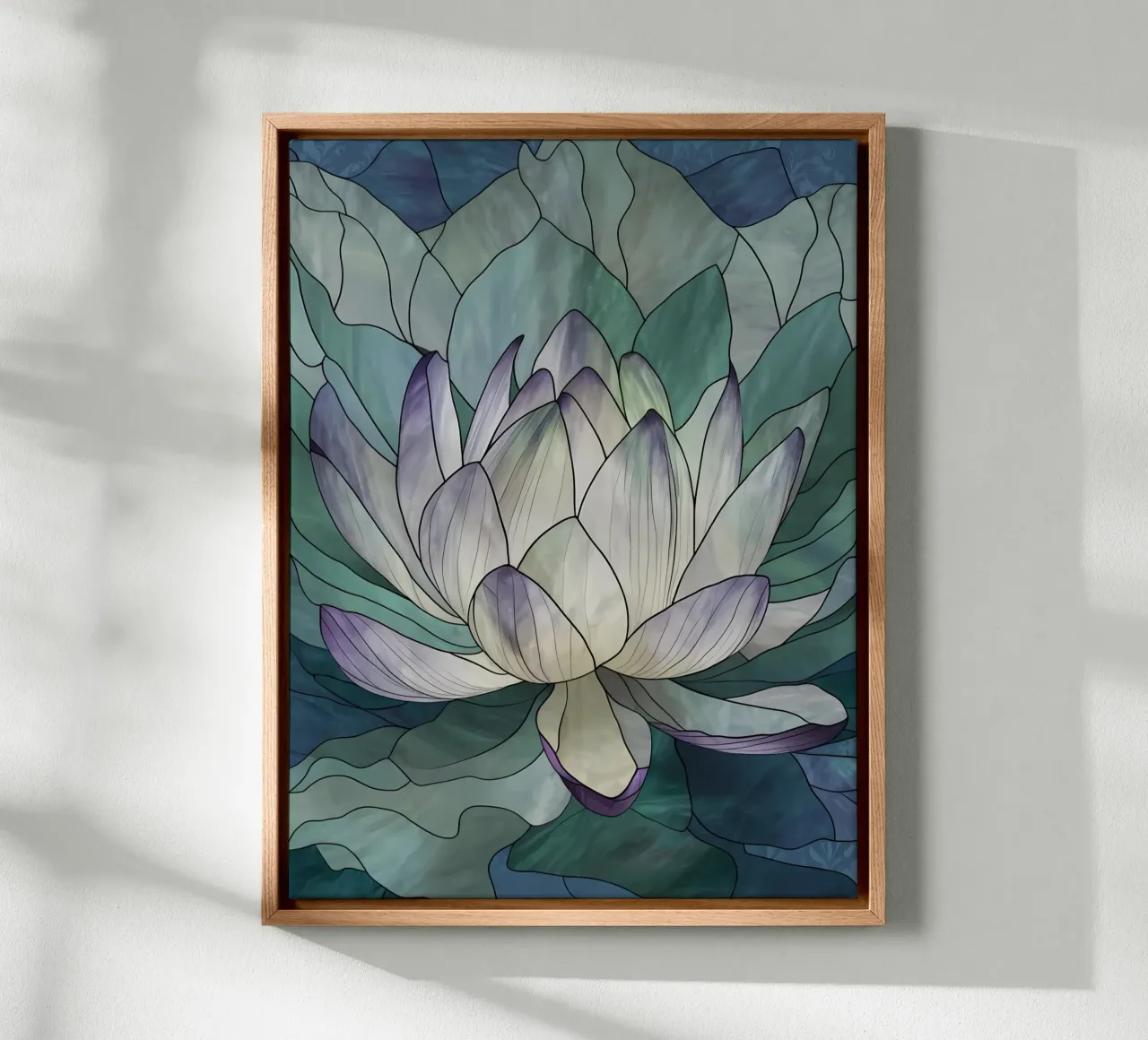 Serene Lotus Bloom canvas with Floater frame by Artistic-shop
