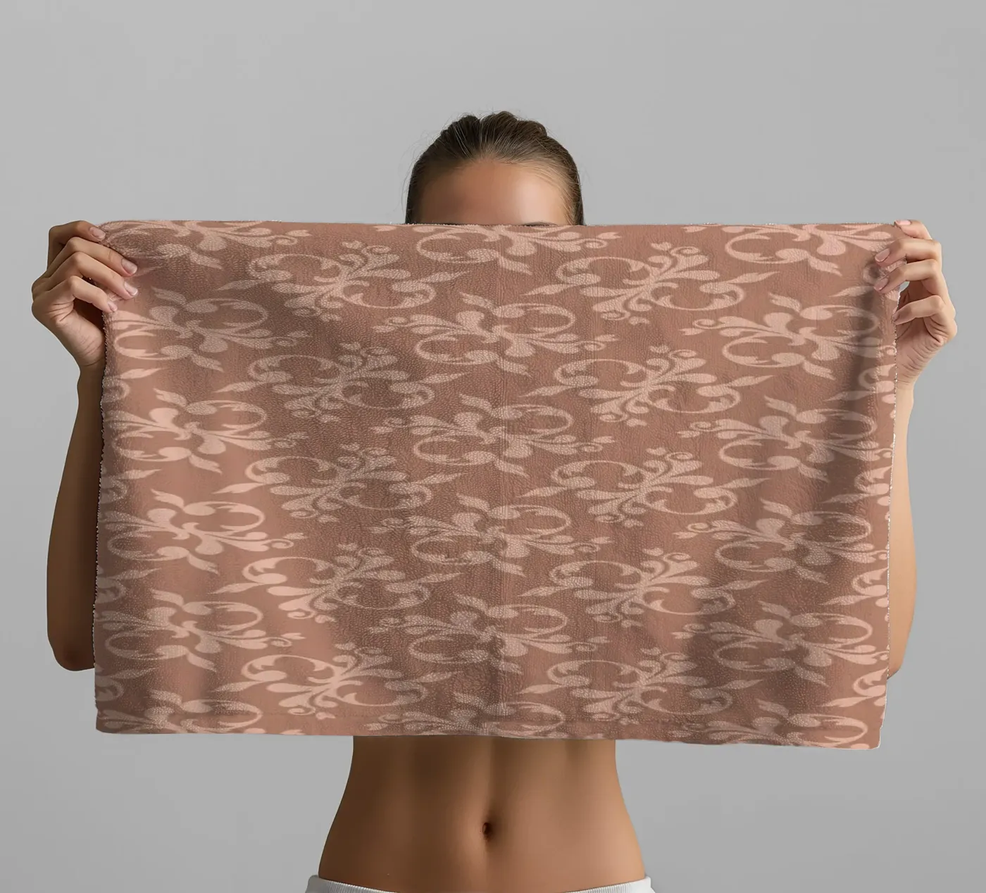 Arabesque Peach pattern badhanddoek van Vivi Nicolin