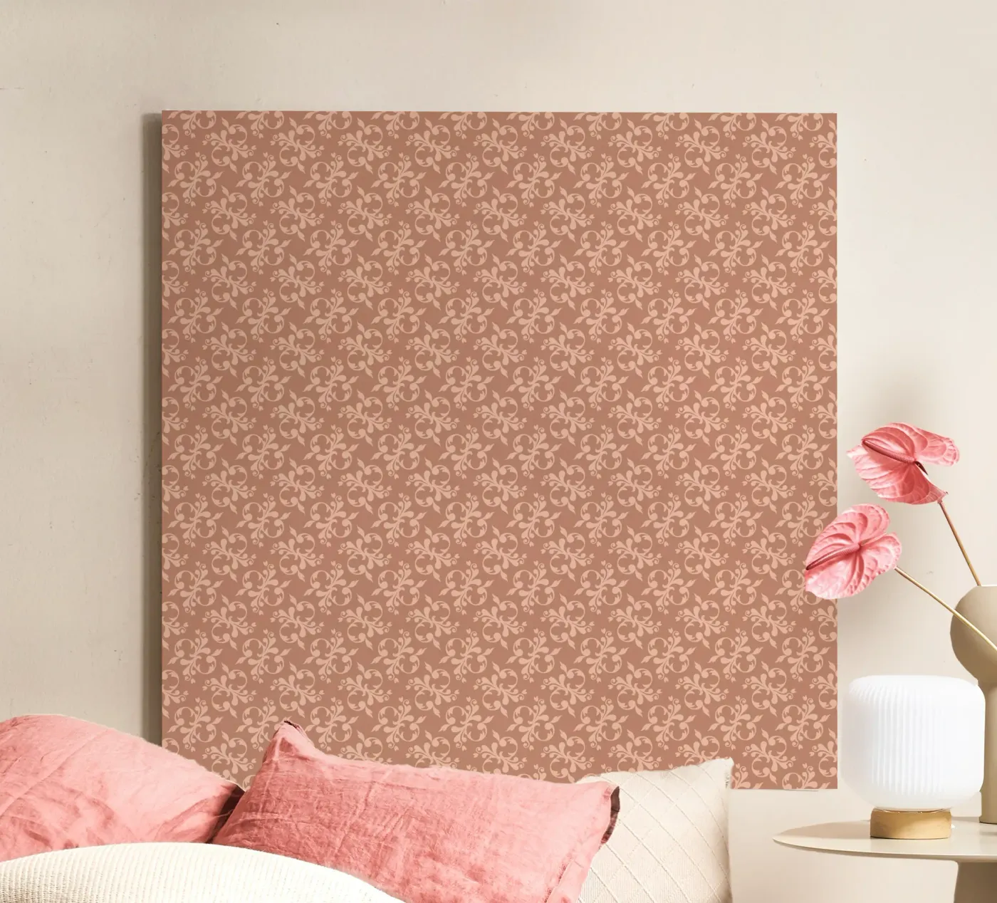 Arabesque Peach pattern canvas van Vivi Nicolin
