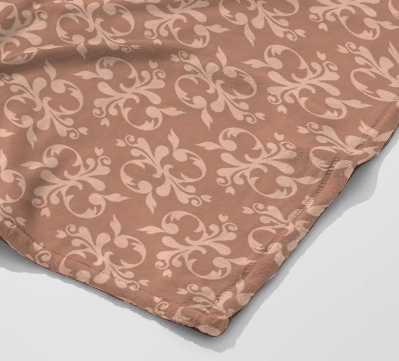 Arabesque Peach pattern fleece blanket by Vivi Nicolin