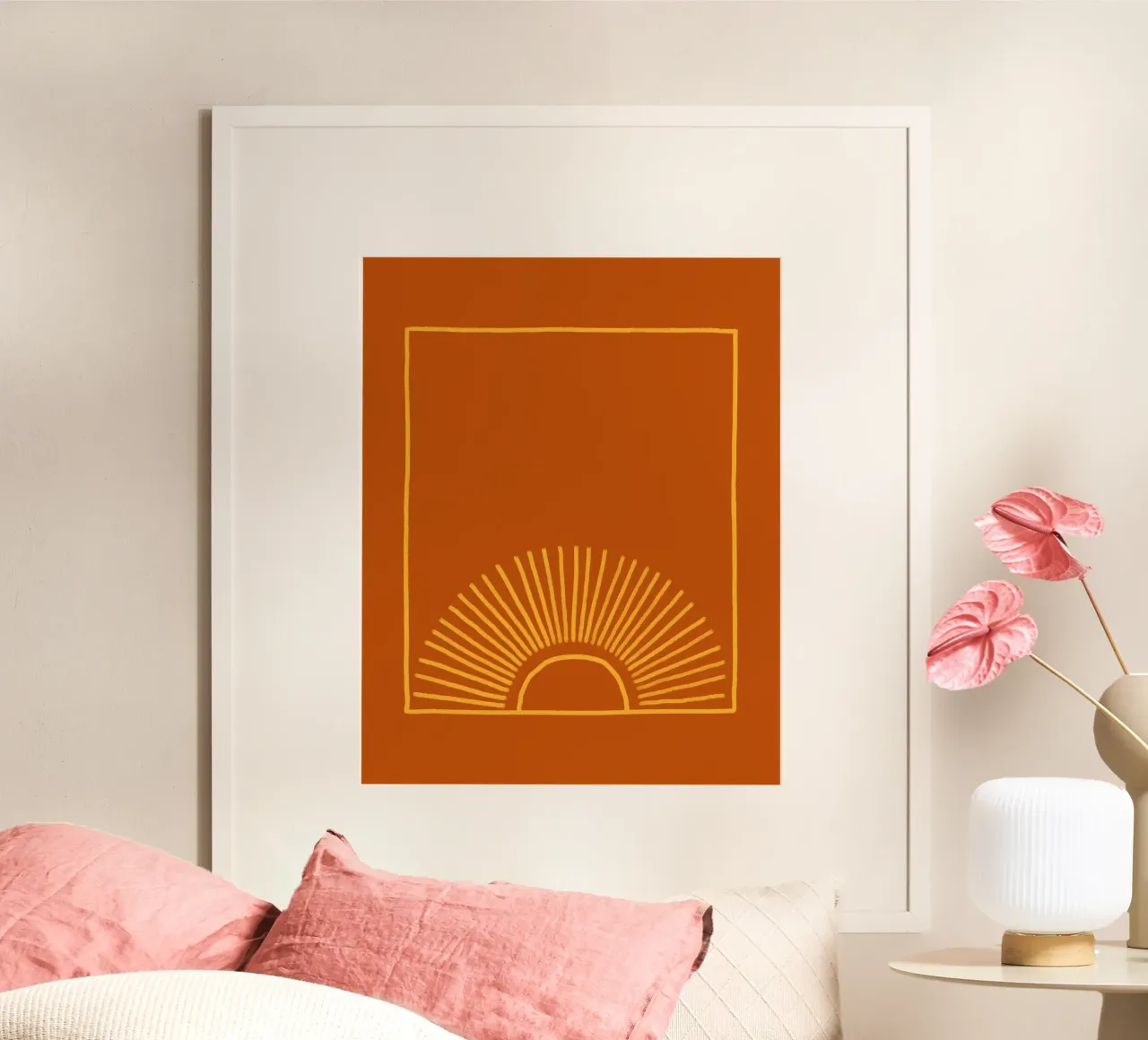 Caramel Sun poster with wooden frame by AnyoneCanYeehaw