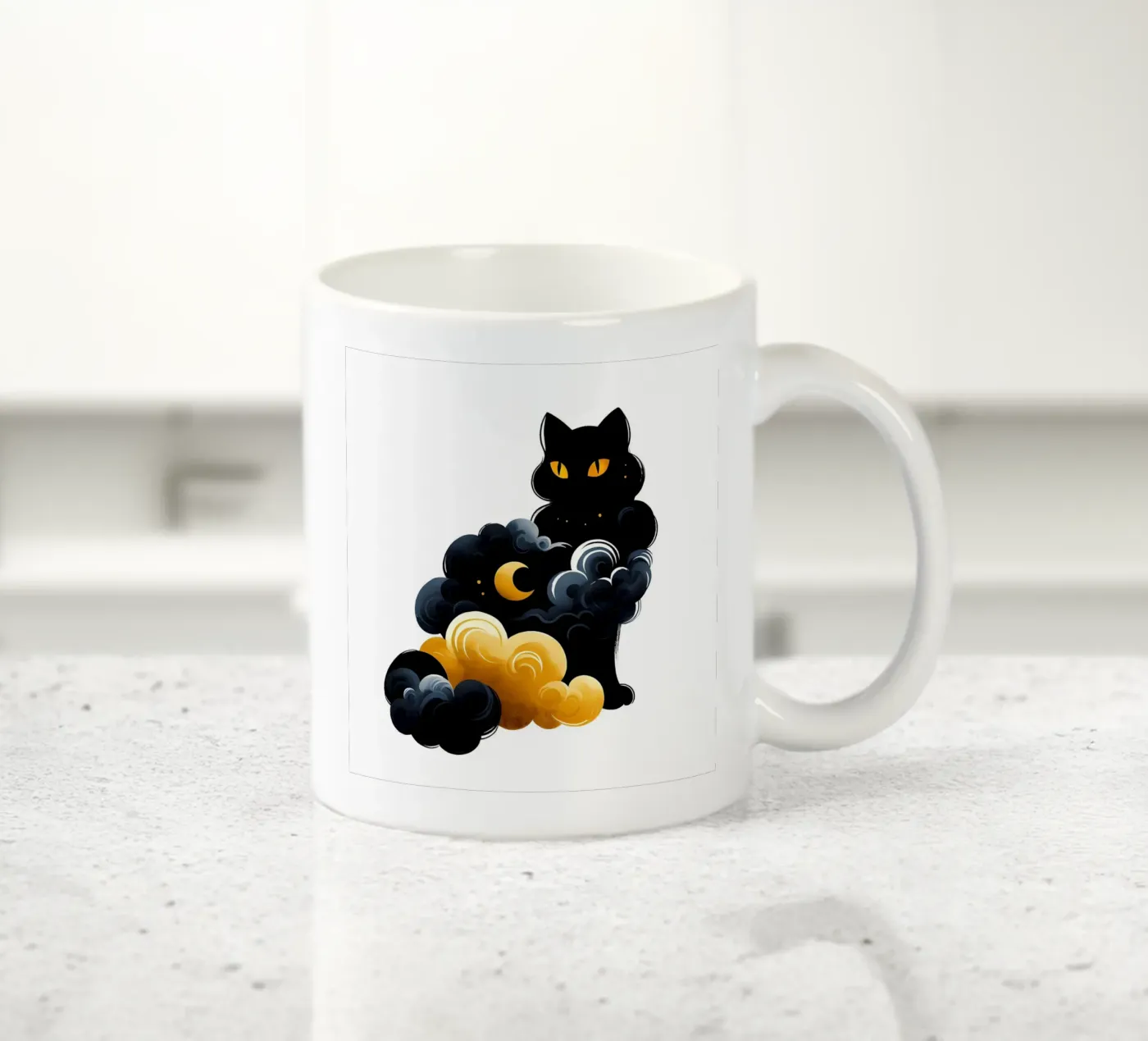 Celestial Cat Keramik Tasse von ARTOMATIC