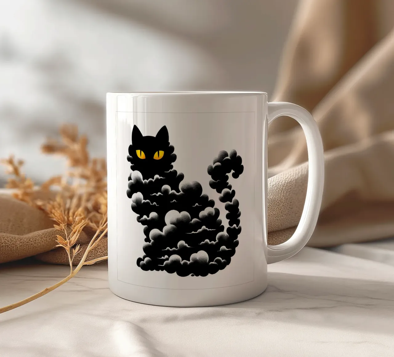 Gatto nero spettrale tazza in ceramica da ARTOMATIC