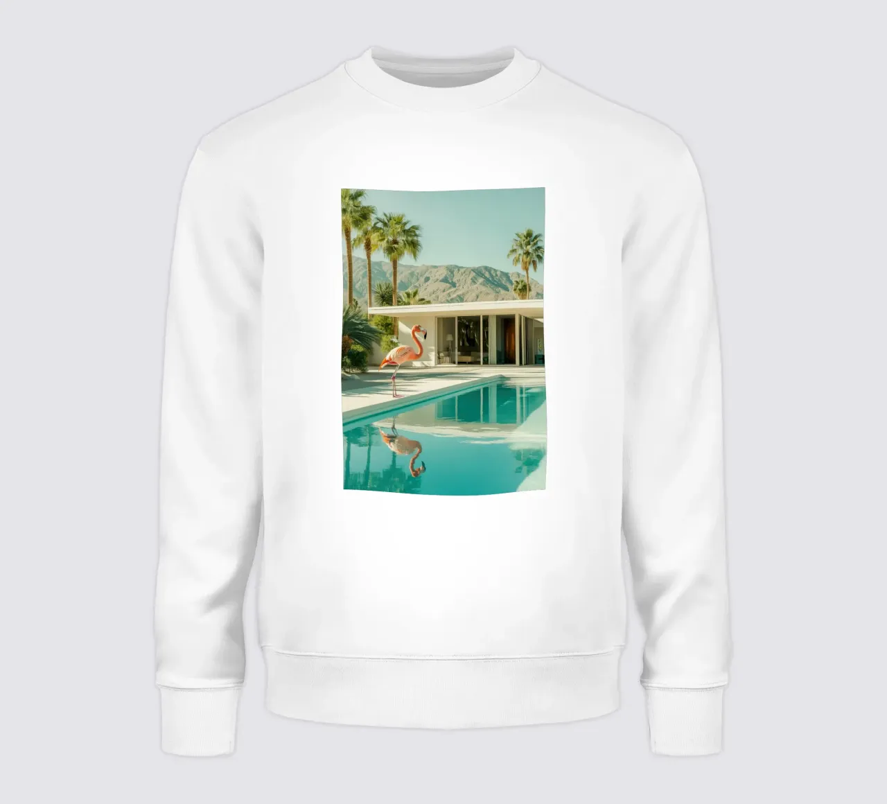 Flamingo by the pool Art sweatshirt by Carinaprint