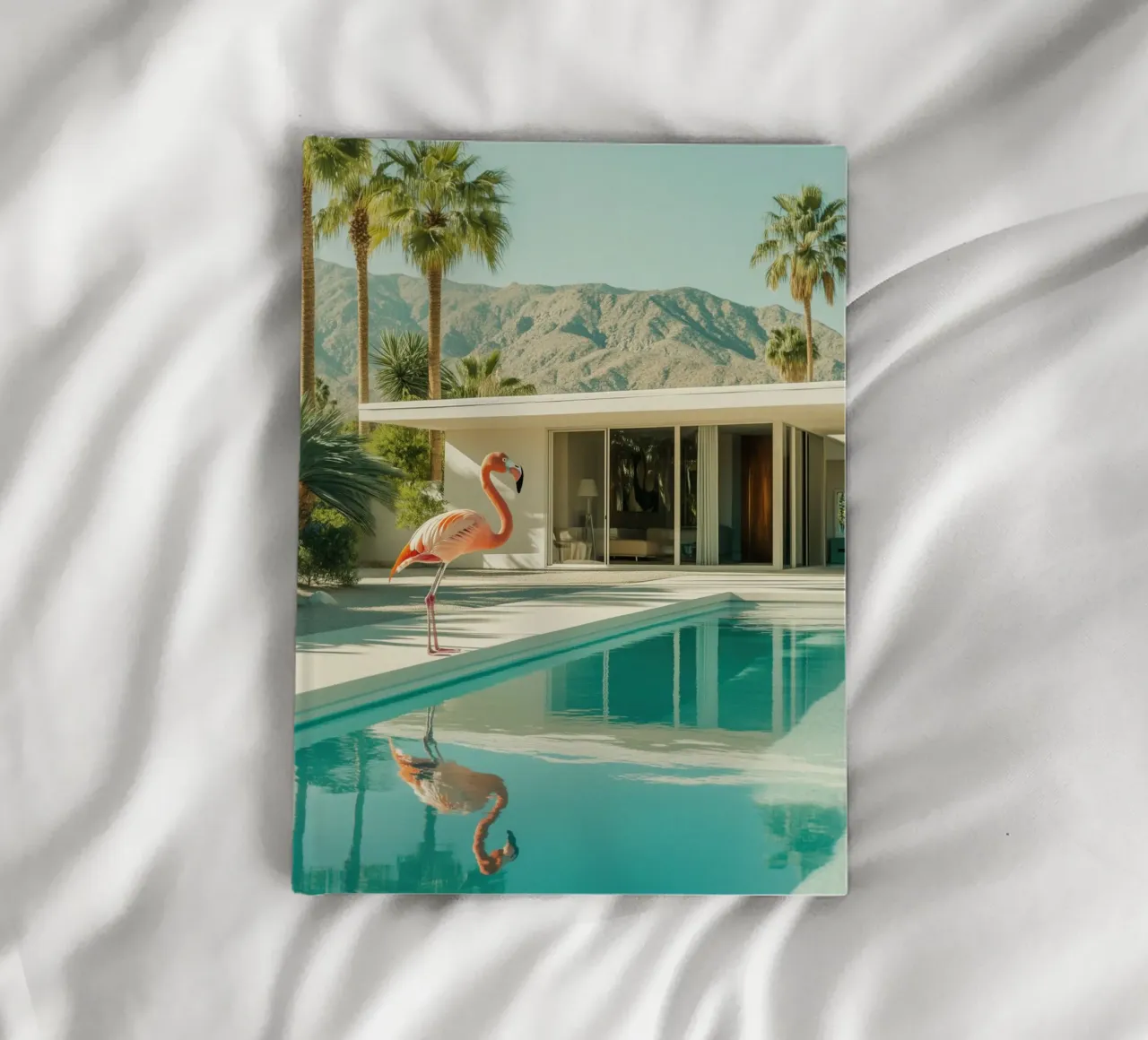 Flamingo by the pool Art notebook by Carinaprint