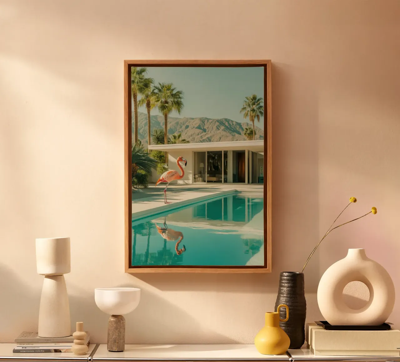Flamingo by the pool Art canvas by Carinaprint