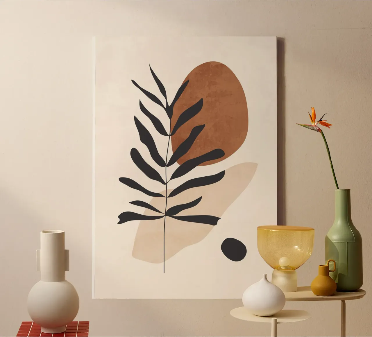 Arte astratta Pianta minimale 12 tela con Cornice a cassetta da ThingDesign