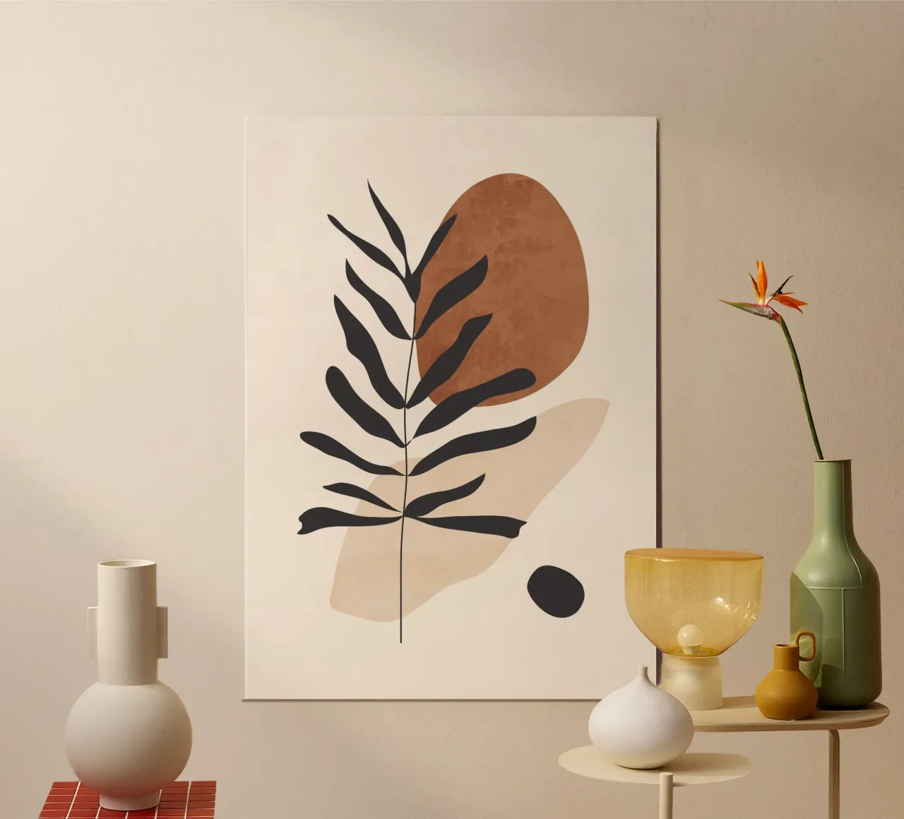 Arte astratta Pianta minimale 12 poster con telaio in legno da ThingDesign