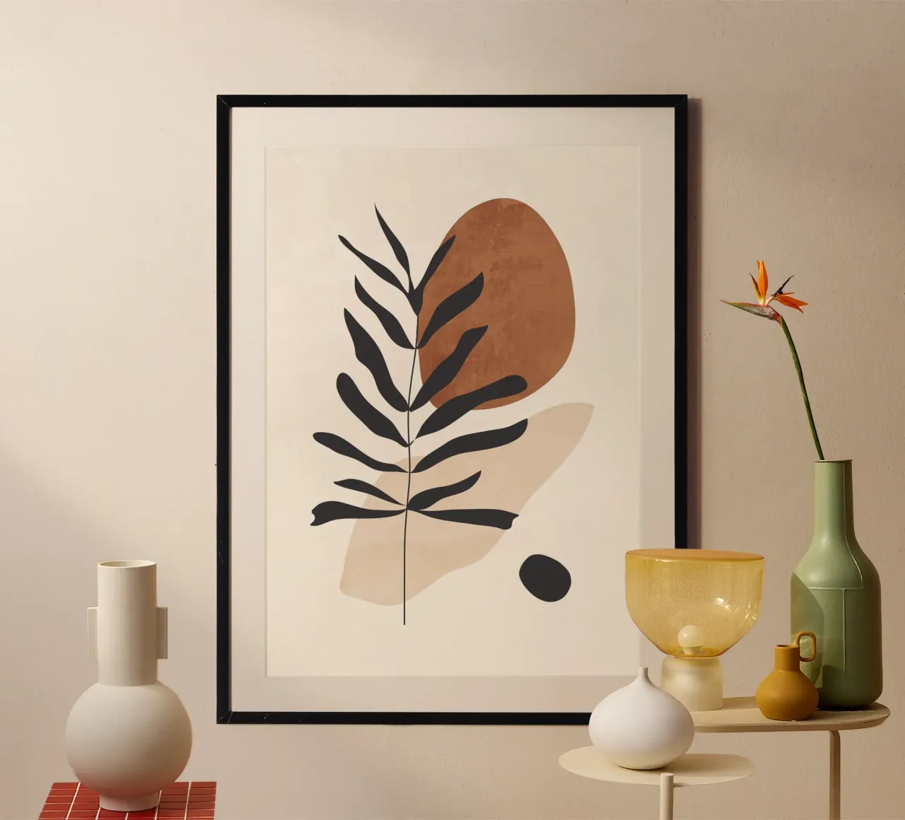 Arte astratta Pianta minimale 12 poster con telaio in legno da ThingDesign