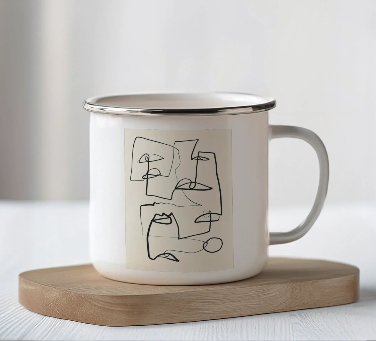 Line art astratta 12 tazza in smalto da ThingDesign
