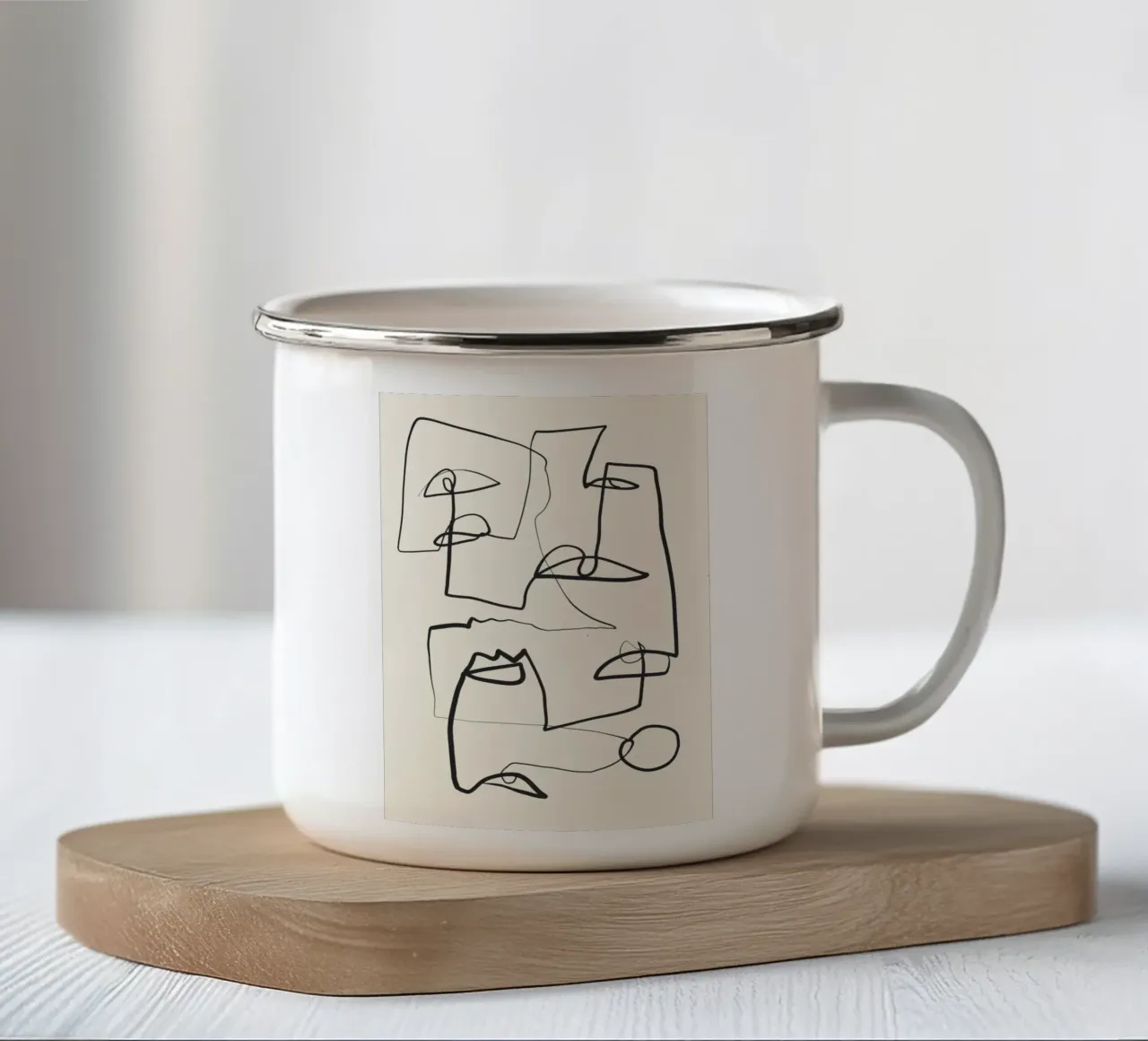 Arte lineal abstracto 12 taza de esmalte de ThingDesign