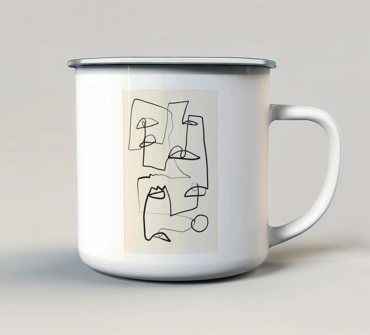 Line art astratta 12 tazza in smalto da ThingDesign