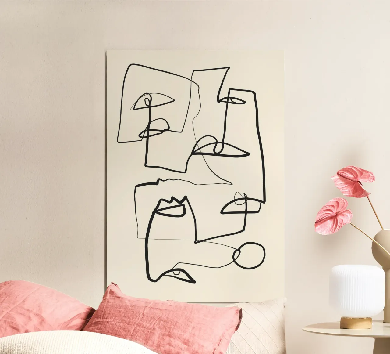 Dessin au trait abstrait 12 poster avec cadre en aluminium de ThingDesign