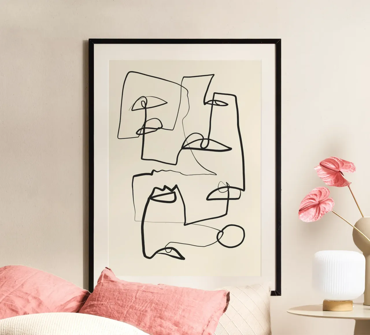 Dessin au trait abstrait 12 poster avec cadre en aluminium de ThingDesign